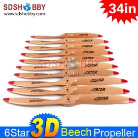 6Star 3D Wooden Propeller/ Beech Propeller 34B 34*10 34x10 for RC Gasoline/ Petrol Airplane