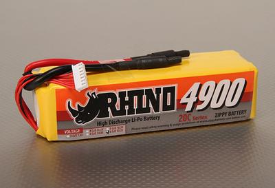 Rhino 4900mAh 6S1P 22.2v 20C Lipoly Pack
