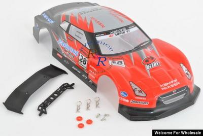 1/18 LOTUS Nissan Analog Painted RC Car Body With Rear Spoiler (Red)