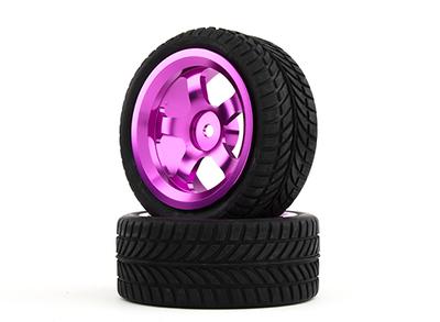 HobbyKing 1/10 Aluminum 5-Spoke 12mm Hex Wheel (Purple) / IVI Tire 26mm (2pcs/bag)