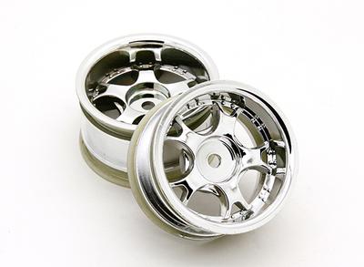 RiDE 1/10 Mini 5W Spoke Wheel 4mm Offset - Chome Silver (2pcs)
