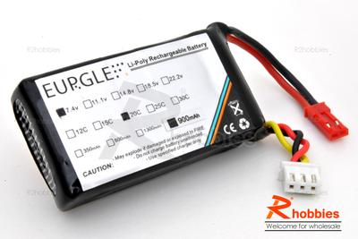 Eurgle 7.4v 2S1P 20C 900mAh Lipo Battery Pack (for Lama RC EP Helicopter)