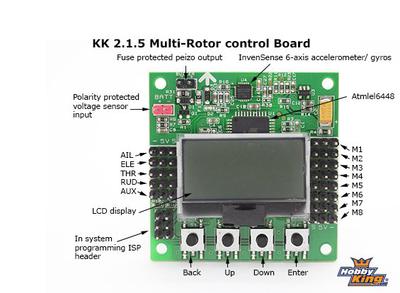 Hobbyking KK2.1.5 Multi-rotor LCD Flight Control Board With 6050MPU And Atmel 644PA