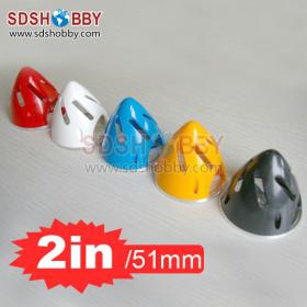 51mm/2in Hollow-Carved Plastic Spinner with Aluminum Alloy Plate-Red/ Black/ Yellow/ Blue / White Color