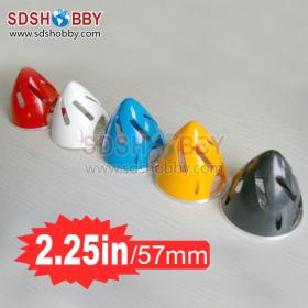 57mm/2.25in Hollow-Carved Plastic Spinner with Aluminum Alloy Plate-Red/ Black/ Yellow/ Blue / White Color