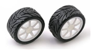 Associated Pre Mounted Wheels/Tires White 18R ASC21291
