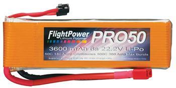 Flight Power LiPo Pro50 6S 22.2V 3600mAh 50C FPWP5083