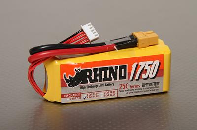 Rhino 1750mAh 4S 14.8v 25C Lipoly Pack