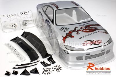 1/10 Toyota CHASER Analog Painted Light Buckets RC Car Body with Rear Spoiler (X-Gear)