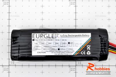 Eurgle 7.4v 2S1P 35C 4400mAh RC Car Performance Lipo Battery Pack - Black