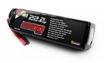 2500mAh 6S 22.2V 25C LiPo Battery