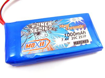 Moxie Punch Series 20C 7.4V 2S 1000mAH Lipo (MINI JST)