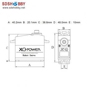 XQ Power High Voltage XQ-RS420 Digital Robot Servo 21.8kg/60g with Titanium Alloy Gear /Aluminum Case