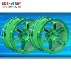 Rear Wheel Rim for 1/10 Off-road Buggy with Electroplated Green on Surface D61*W41*d12mm