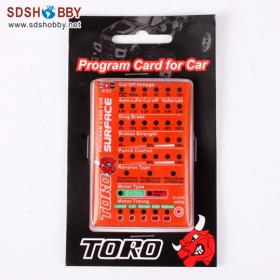 Toro Program Card for 1/8 Car