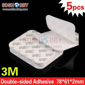 5pcs* 3M Double-sided Adhesive/ Thicken All-purpose Adhesive/ Foam Glue/ Automotive Glue - 78*61*2mm/ White Color