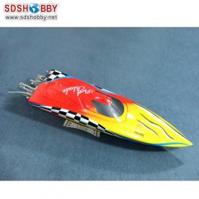 1106 Raider/Rocket Racing Electric Brushless RC Boat Fiberglass –yellow & red with 3660 1620KV Motor 125A ESC