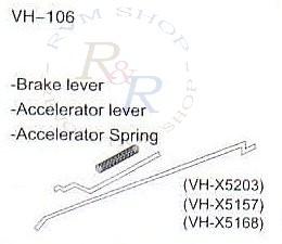 Brake lever (VH-X5203) + Accelerator lever (VH-X5157) + Accelerator Spring (VH-X5168)