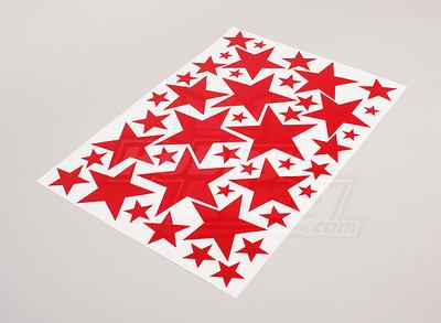 Star Red Various Sizes Decal Sheet 425mmx300mm