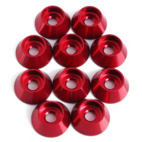 Cone Aluminum Alloy Gasket/Washer M4 (10pcs/bag) Red Color