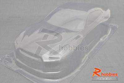 1/10 RC On-Road Car Nissan GTR PC Transparent 180mm Body with Light Box, Rear Spoiler &amp; Masking Tape