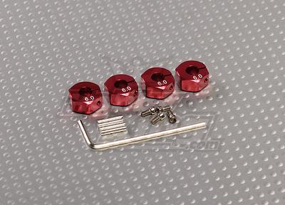 Red Aluminum Wheel Adaptors with Lock Screws - 6mm (12mm Hex)