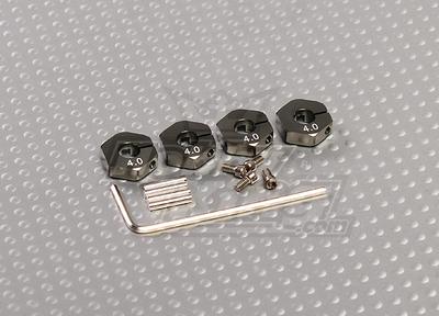 Titanium Color Aluminum Wheel Adaptors with Lock Screws - 4mm (12mm Hex)