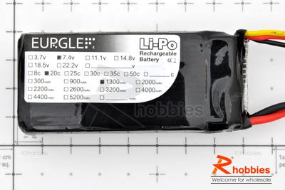 Eurgle 7.4v 2S1P 20C 1300mAh Lithium Polymer Lipo Battery
