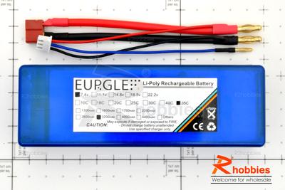Eurgle 7.4v 2S1P 35C 3200mAh RC Car Performance Lithium Polymer Lipo Battery Pack