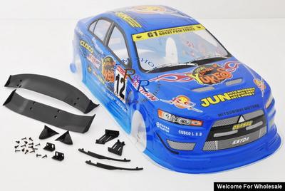 1/10 Mitsubishi Lancer Evolution Analog Painted RC Car Body With Rear Spoiler (Blue)