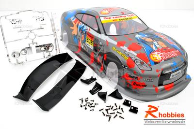 1/10 NISSAN Painted GT-R (R35) RC Car Body with Mirror, Rear Spoiler &amp; Light Box