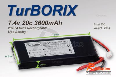 Turborix 7.4v 2S2P 20C 3600mAh Lithium Polymer Lipo Battery