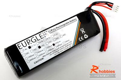 Eurgle 11.1v 3S1P 20C 2200mAh Lithium Polymer Lipo Battery (For T-REX 450 Helicopter)