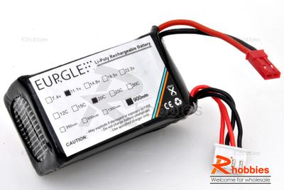 Eurgle 11.1v 3S1P 20C 900mAh Lipo Battery Pack T-REX 250 RC EP Helicopter)