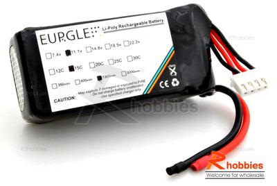 Eurgle 11.1v 3S1P 15C 1300mAh Lithium Polymer Lipo Battery