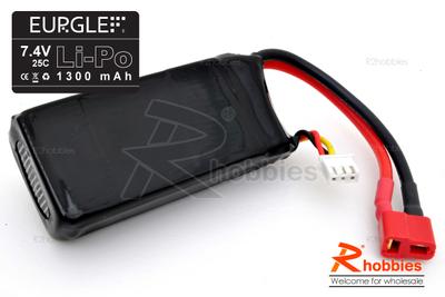 Eurgle 7.4v 2S1P 25C 1300mAh Lipo Battery Pack