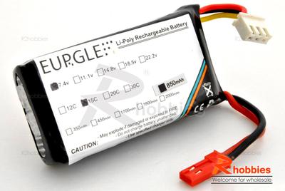 Eurgle 7.4v 2S1P 15C 850mAh Lithium Polymer Lipo Battery