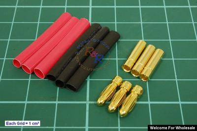 3.5mm Gold Connectors &amp; Shrink Plastic Tubes Set (3 Pairs)