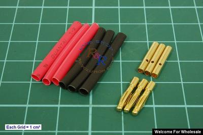 2.0mm Gold Connectors &amp; Shrink Plastic Tubes Set (3 Pairs)