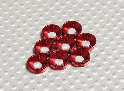 Red Anodised Aluminum M4 Countersunk Washer (8pcs)