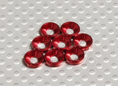Red Anodised Aluminum M3 Countersunk Washer (8pcs)