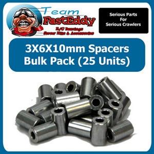 Team FastEddy 10mm 3X6 Alum Spacers 25 Units TFE1260