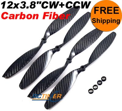 (2Pair) 12x3.8" Carbon Fiber CW CCW Propellers