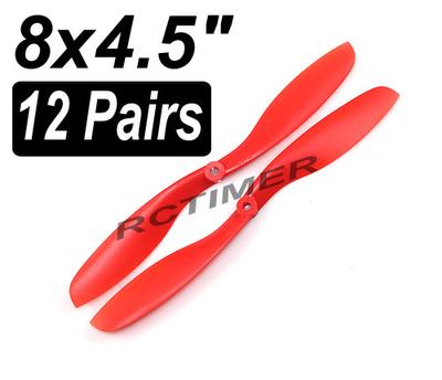 12 Pair Red 8x4.5" EPP8045 Counter Rotating Propellers