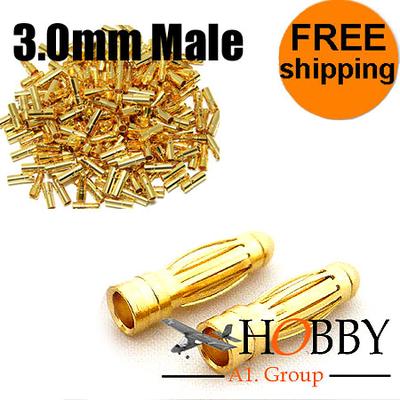10 Pair 3.0mm Male Gold plated Connector