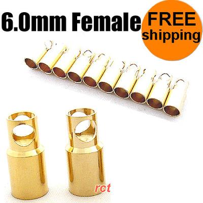 10 Pair 6.0mm Female Gold Plated Connector