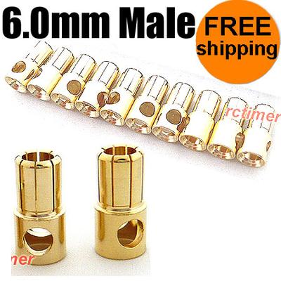 10 Pair 6.0mm Male Gold Plated Connector
