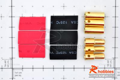 Turborix Î¦6mm Gold Connectors &amp; Shrink Plastic Tubes Set (3 Pairs)