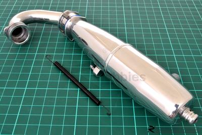 1/8 225mm Scale Aluminum Polished Exhaust General Pipe with Spring