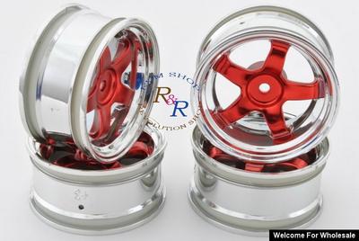 1/10 RC Car Metallic Plate HPI Sporty Wheel Set - Red